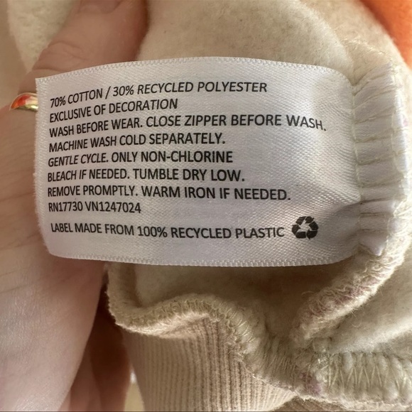 Lego Sweater Women’s Size 1X Tan Pink Red & Orange Zip Up New With Tags - Picture 8 of 8